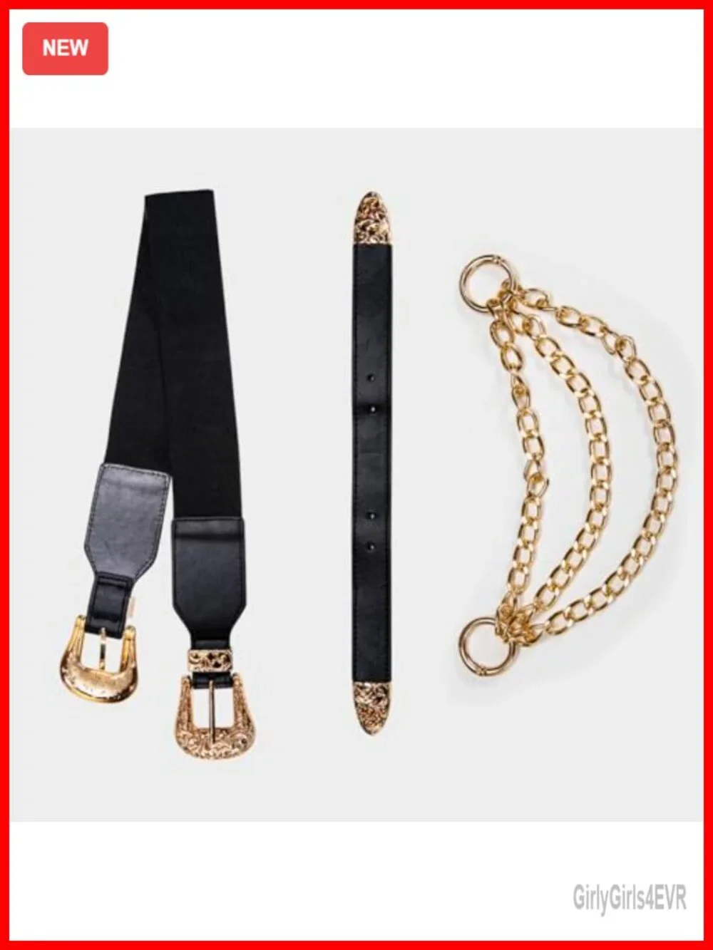 Women's Double Buckle Cinch Belt Leather and Alloy Waist Chain